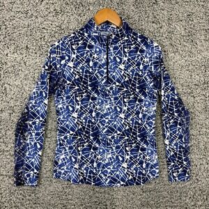 IBKUL Pullover Womens Small Blue Quarter Zip UPF 50 Golf Abstract Print Top
